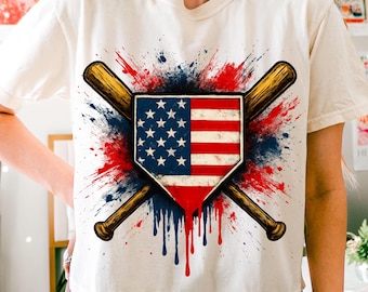 Baseball Drip Boys Ice Cream Patriotic American Flag Design • 4th of July Sublimation • Digital Download for Shirts • Baseball Shirt Graphic