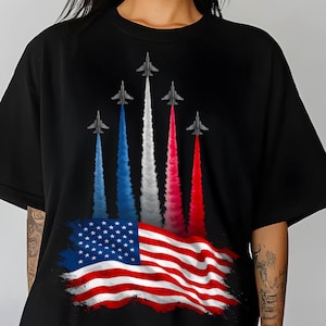 Realistic Jet Planes T-Shirt | Patriotic 4th of July Shirt | Bold American Flag Art