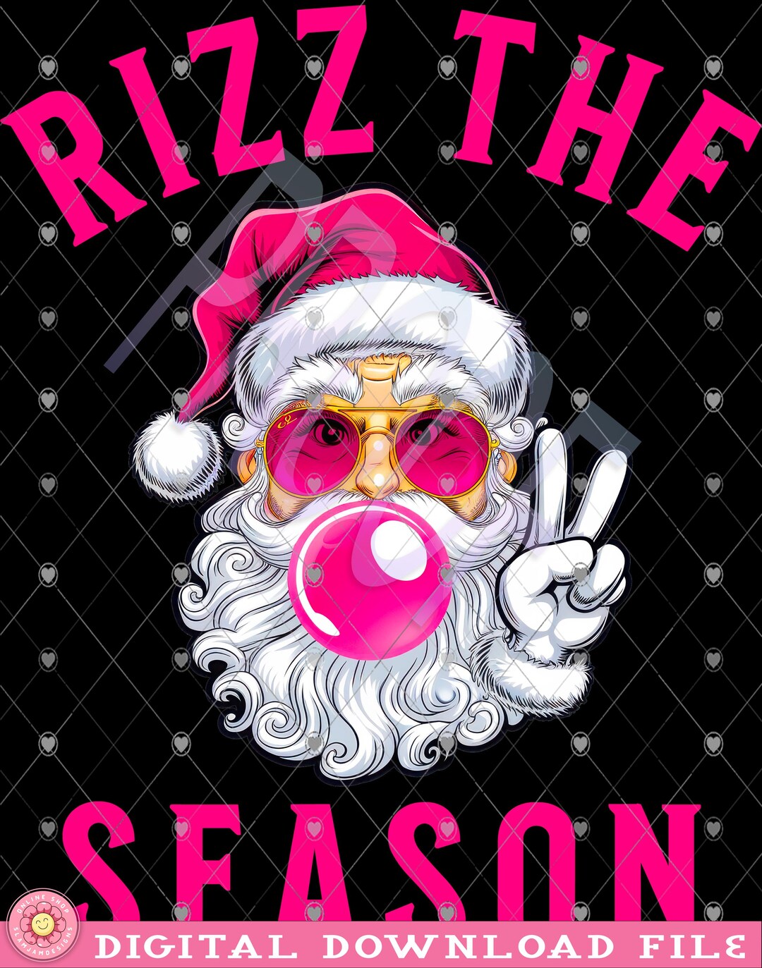 Punk Rock Retro Rizz the Season Png, Funny Santa Claus Png, Trendy Xmas ...