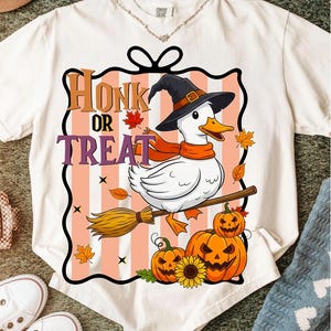 Honk or Treat Halloween Goose PNG, Cute Goose Witchy Halloween Png Design, Fall Shirt Png, Spooky Goose png,Retro Halloween Sublimation Png