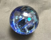 1.52 quot Space Glass Marble with Crescent Moon and Spherical Opal