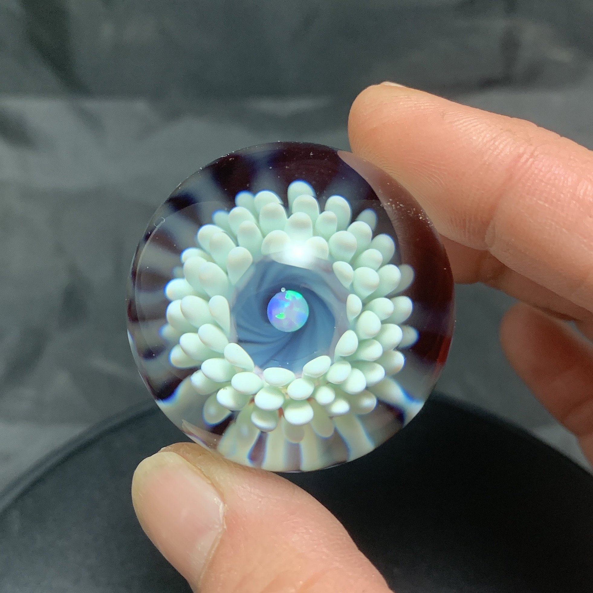 1.53”/38.9mm handmade floral Opal eater glass implosion marble