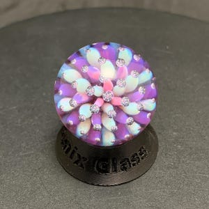 27.5mm handmade glass airtrap marble - purple, pink and blue