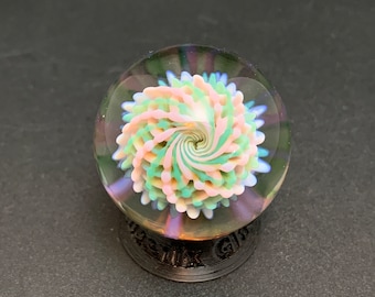 1.18”/30mm handmade glass reticello implosion marble