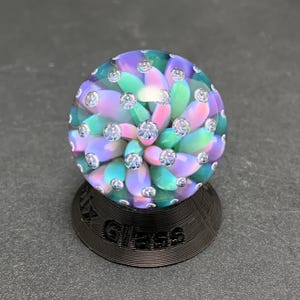 24.3mm handmade glass airtrap marble - pink, purple, green