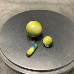 3 Piece Glass Terp Marble Pill Pearl Valve in experimental green
