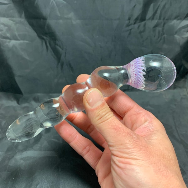 Handmade borosilicate glass personal massage wand with glass airtrap