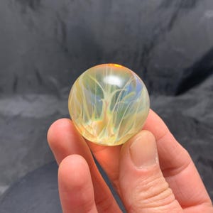 1.43”/36.3mm handmade Silver and Gold Fumed Glass marble