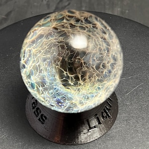 1.9”/48mm handmade silver and gold fumed canyon marble with pink wrap and rake exterior