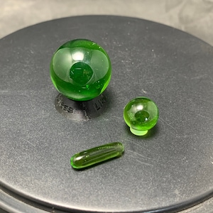 3 Piece Glass Terp Marble Pill Pearl Valve in Limestone - Transparent Green