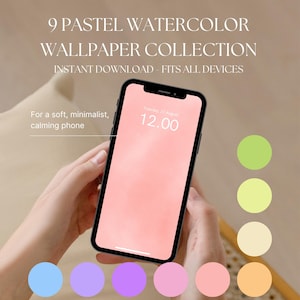 Pastel Watercolor Phone & Tablet Wallpapers | Minimalist Aesthetic | JPG Format | Instant Download | Calming Backgrounds
