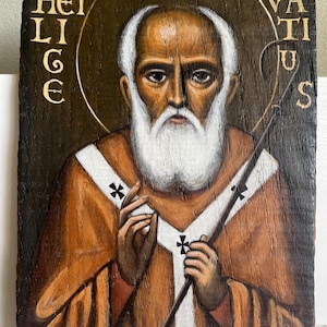 Handpainted wax tempera Icon of St. Servatius of Maastricht