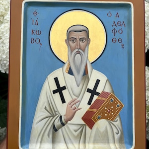 Handpainted egg tempera Icon of St. James, brother of the Lord