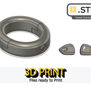 May include: A 3D printable model of a ring with a unique interlocking design. The ring is made up of two separate pieces that fit together seamlessly. The model is available for instant download in STL format.