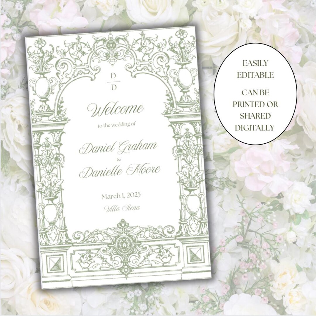 Old Money Welcome Sign Template - EDITABLE - Etsy