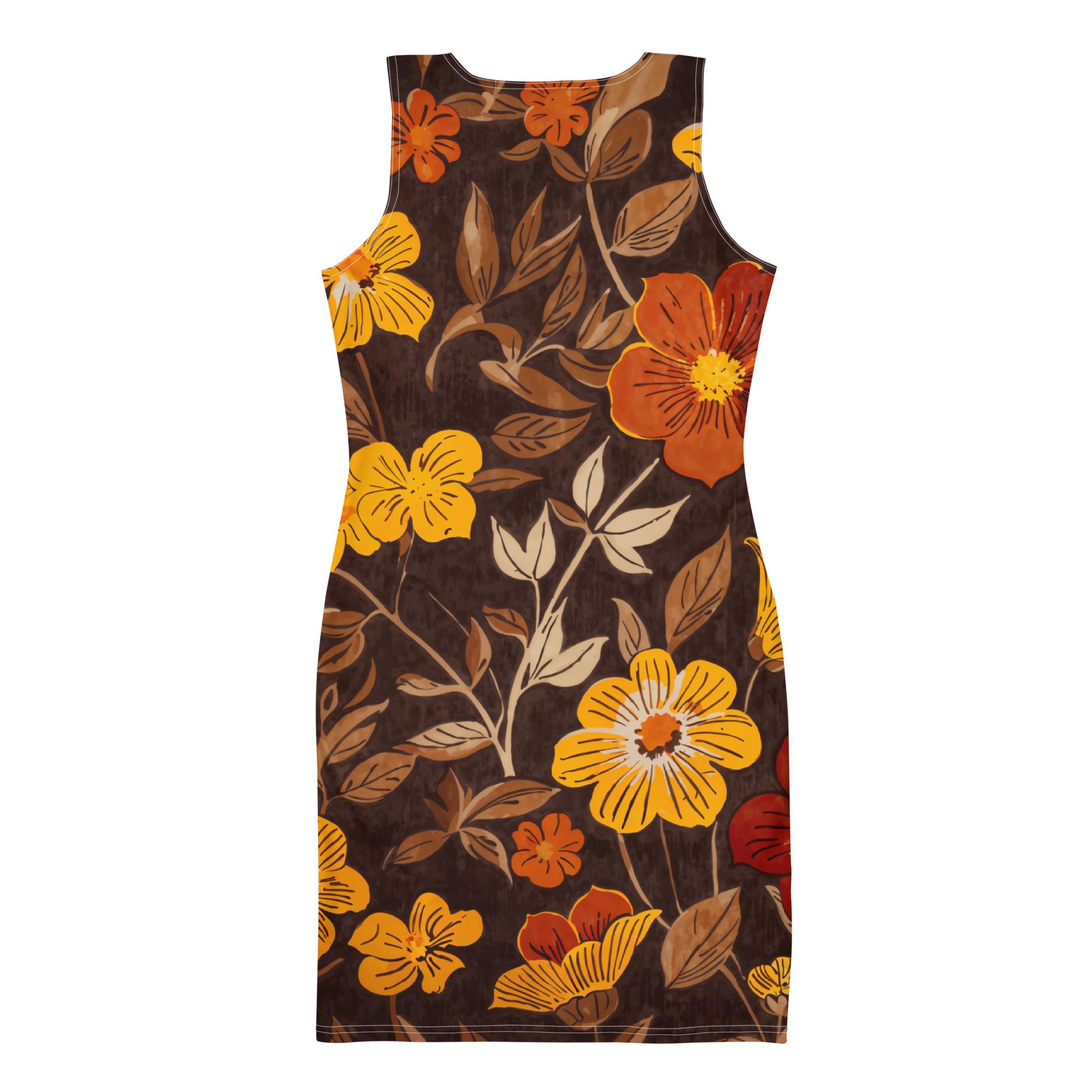 brown floral bodycon dress Slaydiva Women's Brown Floral Deep V-Neck Bodycon Dress,Summer Casual Holiday Vacation Retro Full Print Front Pleat High Slit Long Dress For Wedding