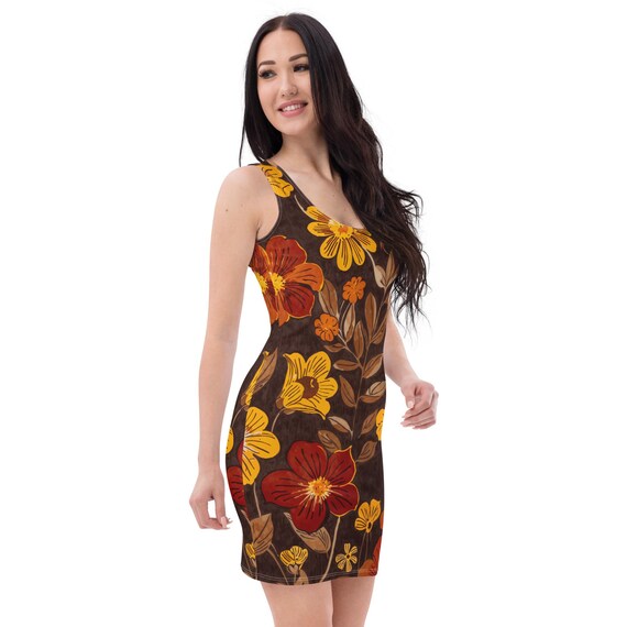 autumn bodycon dresses Bodycon Dress Fall Fashion Autumn Leaves Scatter #2 XL