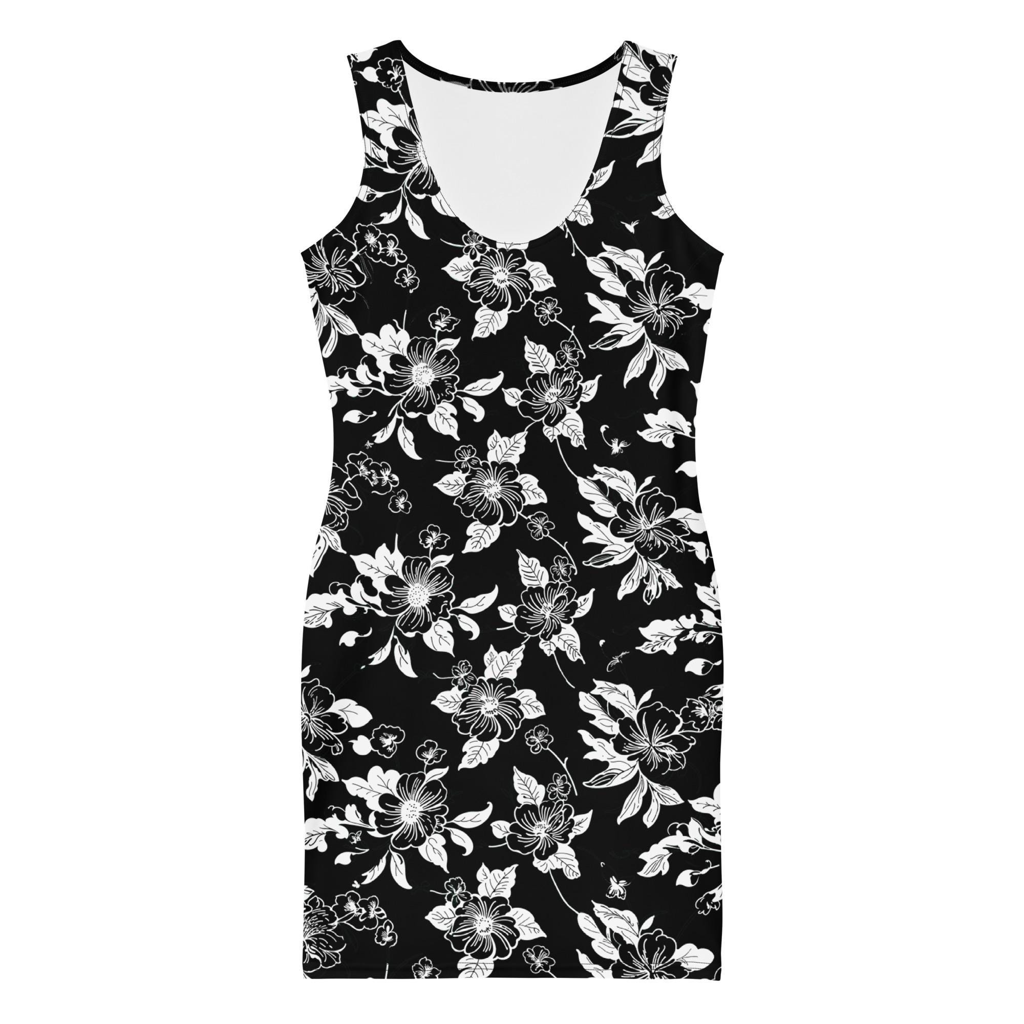 black and white floral bodycon dress Riverside 3D Flower Maxi Dress