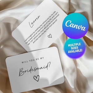 Kaartsjabloon bruidsmeisje voorstel - word jij mijn bruidsmeisje? - Bruidsmeisjesvoorstel - Cadeau bruidsmeisje - Bewerkbare canvassjabloon