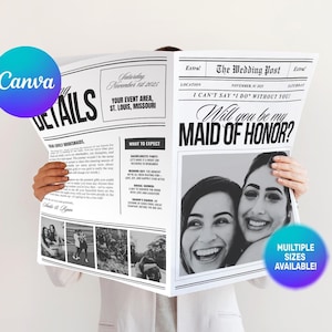 Bukiet kwiatów z gazety dla druhny, Gazeta do wydrukowania Prezenty dla druhny, Karta propozycji druhny, The Wedding Post