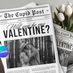 Modèle de journal pour la Saint-Valentin, cadeau Saint-Valentin, seras-tu ma Saint-Valentin, cadeau personnalisé pour la Saint-Valentin, carte de Saint-Valentin, Cupidon