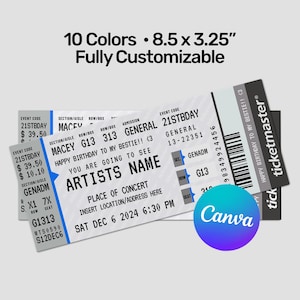 Ticketmaster 21 Konzertkarten-Vorlage | Überraschungs-Konzertkarten | Geburtstagsgeschenk | Benutzerdefinierte Ereignis-Karte | Geschenk für Sie/Ihn