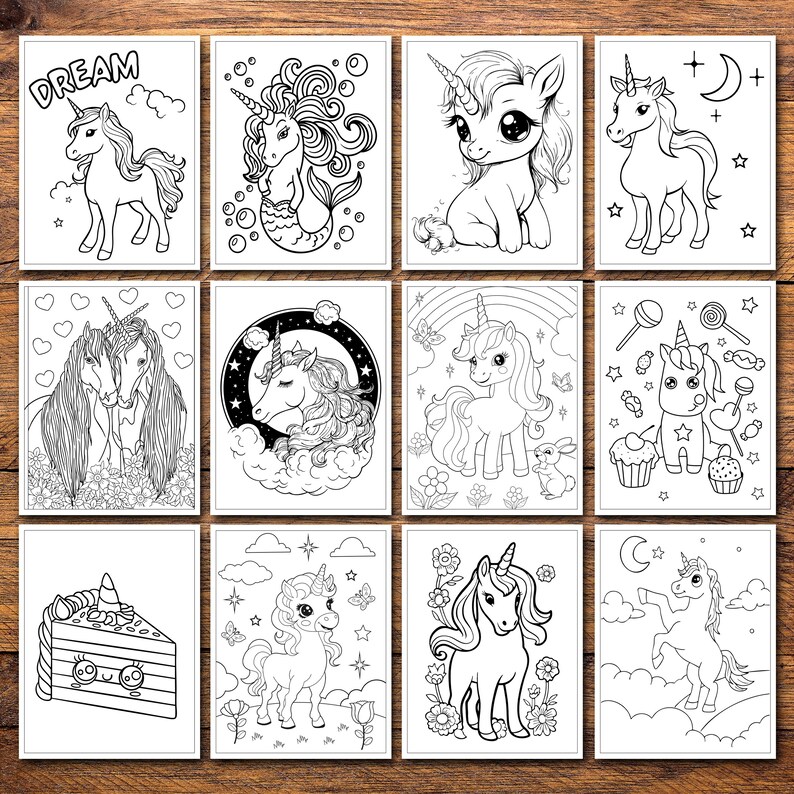200 Unicorn Coloring Pages for Kids | Fantasy Scenes (PDF Download) - Etsy