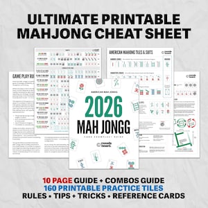 Printable Mahjong 2026 Cheat Sheet, 2026 Mahjong Hands, Beginner Mahjong Help, Independently Created NM JL Reference Guide