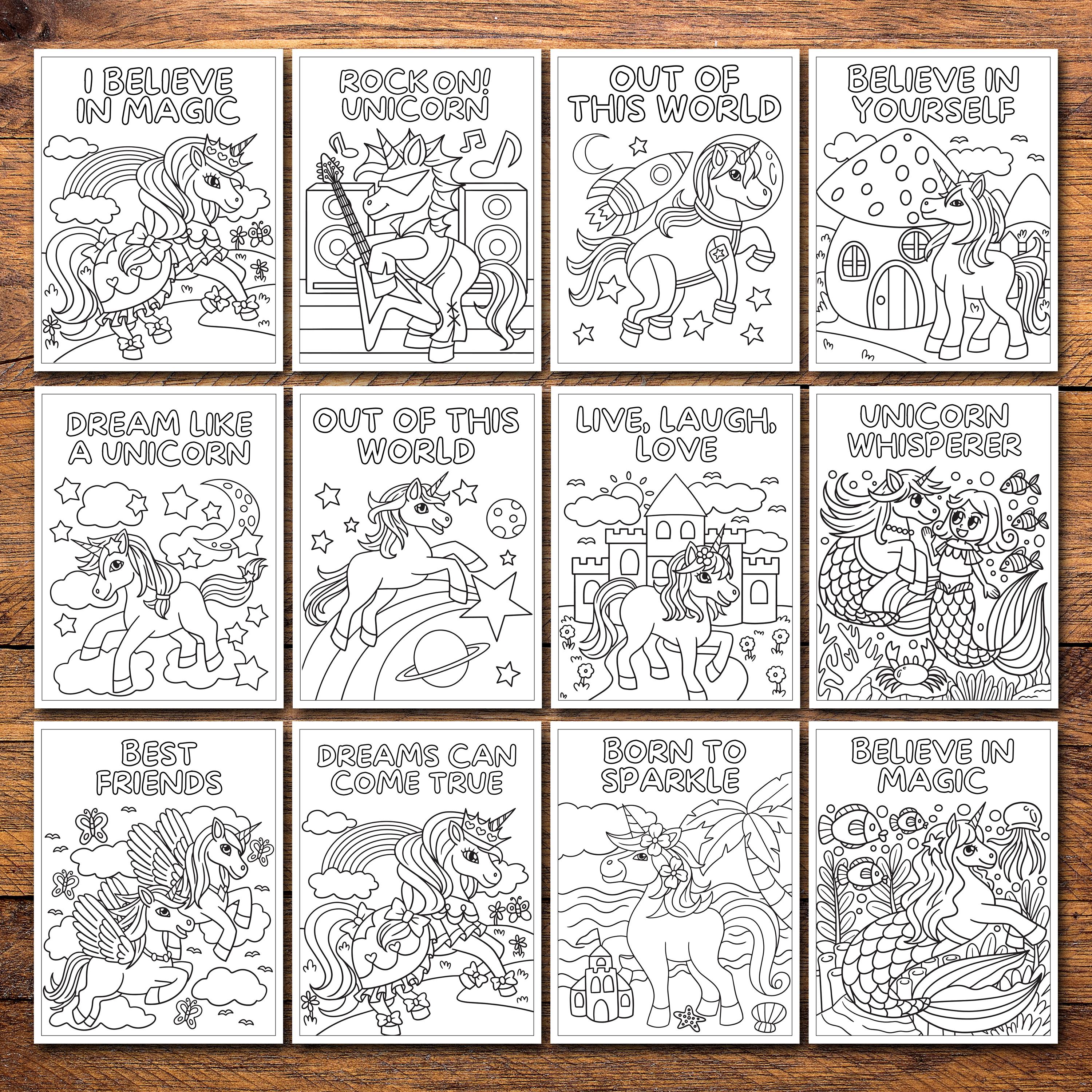 200 Unicorn Coloring Pages for Kids | Fantasy Scenes (PDF Download) - Etsy