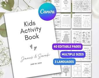 Personalized Wedding Coloring Book | 20 Editable Activity Pages for Kids | Printable Wedding Booklet