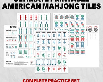Printable American Mahjong Tiles PDF | NMJL Practice Set, Color/BW (Digital Download)