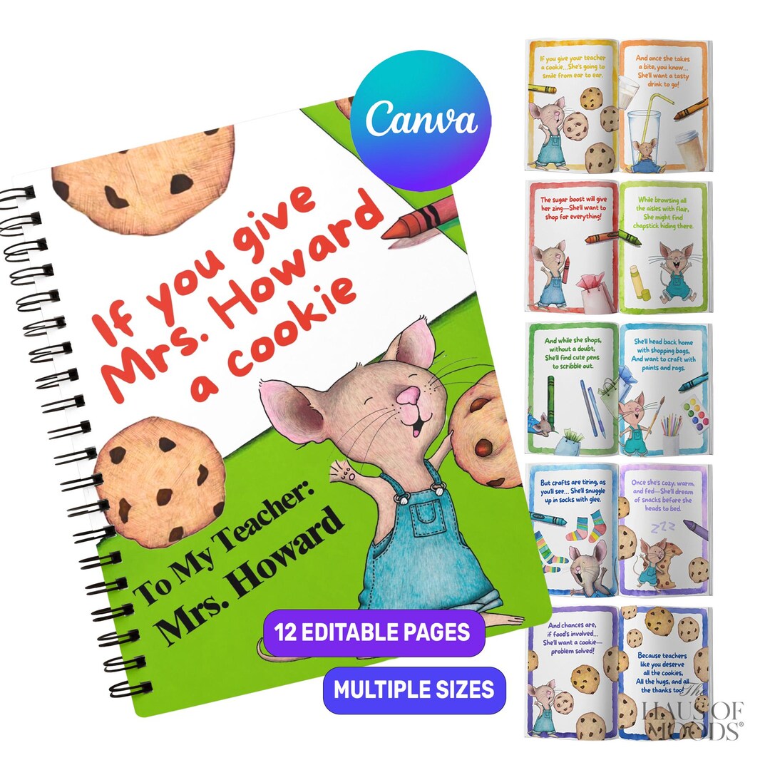 Editable Teacher Cookie Book Canva Template, Appreciation Gift