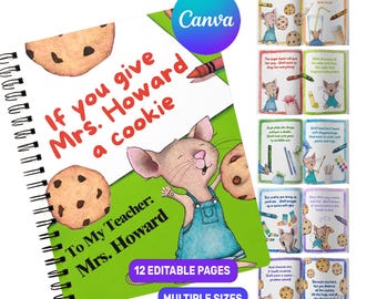 Si vous donnez un cookie à votre professeur : modèle de livre sur toile éditable | Cadeau de remerciement pour enseignant | Fin d'année imprimable | Téléchargement instantané