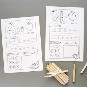 26 Printable Alphabet Worksheets | Alphabet Writing Letter Tracing for Preschool | Literacy Download | Coloring + Drawing | Alphabet Print, alphabet printable, tracing worksheets, Alphabet Worksheets, daycare learning, letter worksheets, tracing name, Letter Tracing, alphabet writing, Gifts for Kids, preschool worksheet, Alphabet Worksheet, literacy download, alphabet tracing