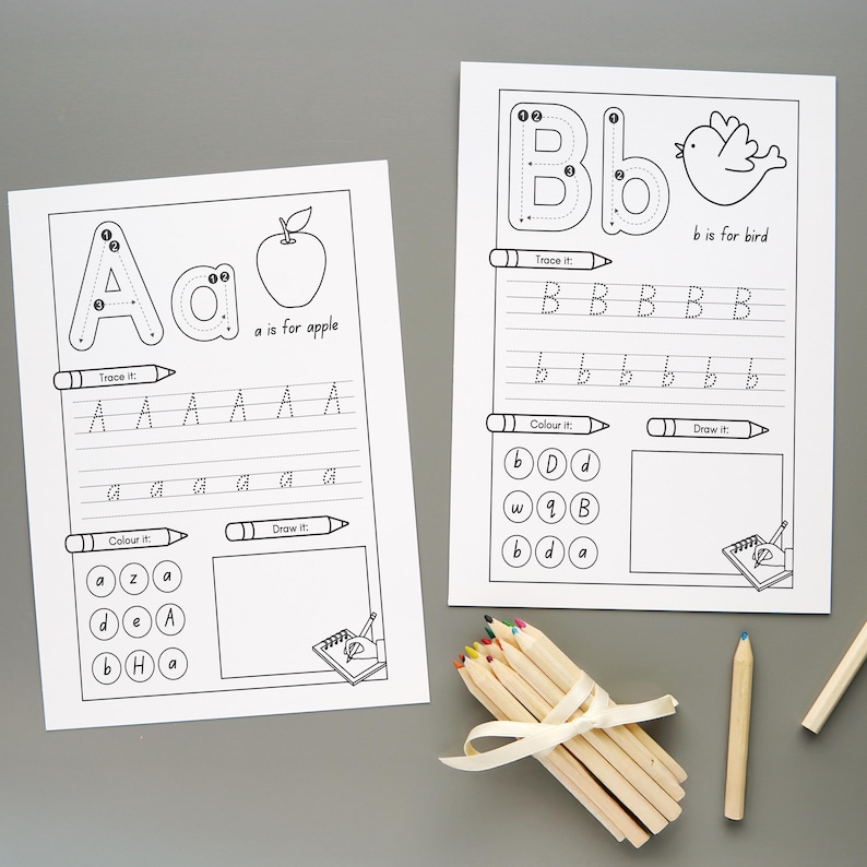 26 Printable Alphabet Worksheets | Alphabet Writing Letter Tracing for Preschool | Literacy Download | Coloring + Drawing | Alphabet Print, alphabet printable, tracing worksheets, Alphabet Worksheets, daycare learning, letter worksheets, tracing name, Letter Tracing, alphabet writing, Gifts for Kids, preschool worksheet, Alphabet Worksheet, literacy download, alphabet tracing