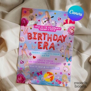 Editable Trendy Taylor Birthday Digital Invite In My Birthday Era Birthday Party Invitation Ts Birthday Era Invite Eras Party Girl Invite