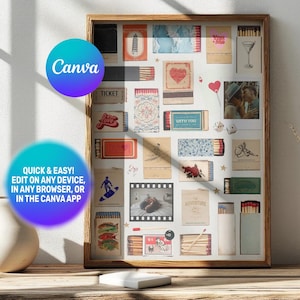 Modelo de pôster de caixa de fósforos | Download digital, caixa de fósforos faça você mesmo, edição no modelo de caixa de fósforos em branco do Canva, caixa de fósforos personalizada, caixa de fósforos faça você mesmo