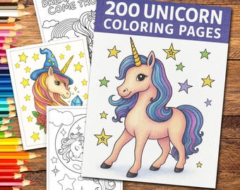 200 Unicorn Coloring Pages for Kids | Fantasy Scenes (PDF Download)