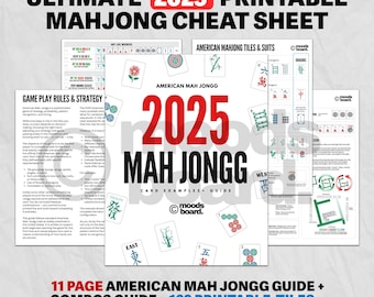 Hoja de trucos imprimible de Mahjong 2025, Manos de Mahjong 2025, Ayuda para principiantes de Mahjong, Referencia de cartas NM JL 2025, Mahjong americano, Regalo de Mahjong