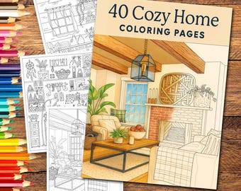 Cozy Home Coloring Book | 40 Boho and Nordic Interior Pages (Digital Download)