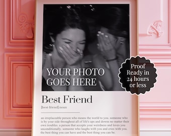 Personalized BEST FRIEND Definition Print, Wall Art Print, Best Friend Gift, Photo Definition Print, Quote Print (Physical or Digital Print)