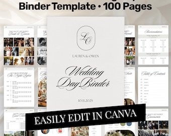 Plantilla definitiva para el día de la boda, editable en Canva, itinerario de boda, descarga instantánea, plantilla digital, imprimible, planificador de bodas