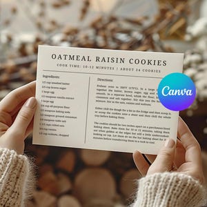 MINIMAAL Receptkaartsjabloon Eenvoudige Receptkaart CANVA Recept Bewerkbare Moderne Receptkaart Afdrukbaar Recept Gepersonaliseerd recept 4 x 6 5 x 7 A5 A6