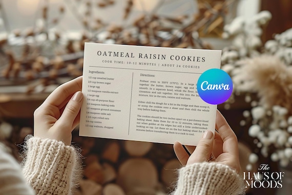 MINIMAL Recipe Card Canva Template Simple Recipe card  Recipe Editable Modern Recipe Card Printable Recipe Personalized recipe 4x6 5x7 A5 A6
