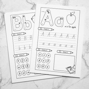 26 Printable Alphabet Worksheets | Alphabet Writing Letter Tracing for Preschool | Literacy Download | Coloring + Drawing | Alphabet Print, alphabet printable, tracing worksheets, Alphabet Worksheets, daycare learning, letter worksheets, tracing name, Letter Tracing, alphabet writing, Gifts for Kids, preschool worksheet, Alphabet Worksheet, literacy download, alphabet tracing