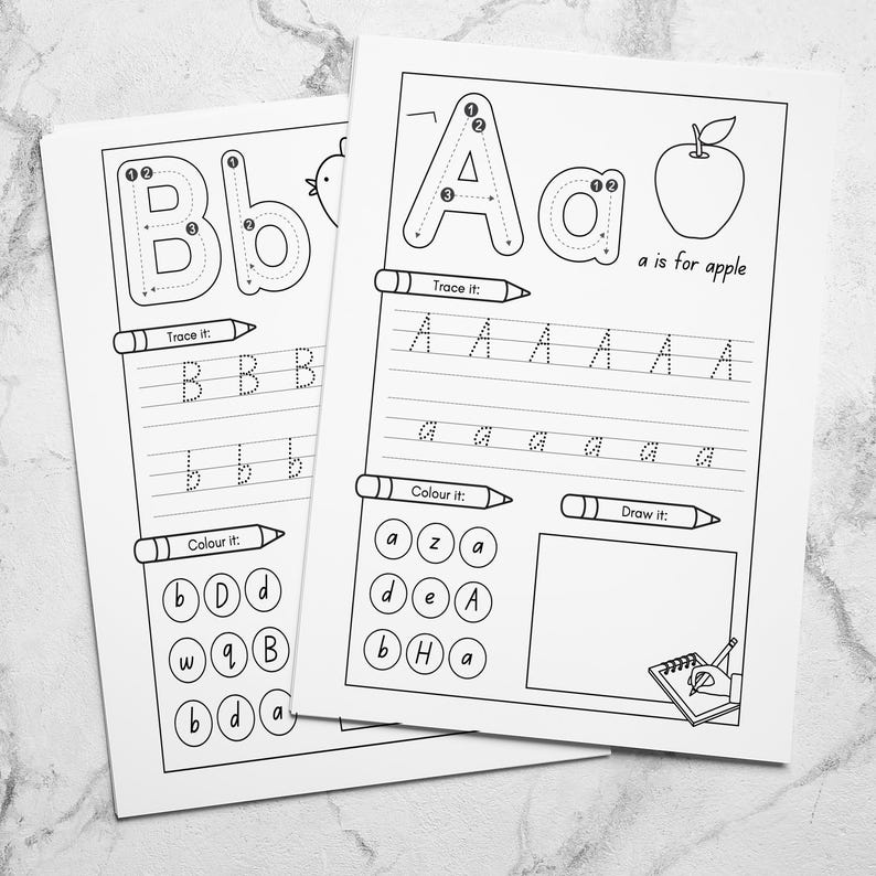 26 Printable Alphabet Worksheets | Alphabet Writing Letter Tracing for Preschool | Literacy Download | Coloring + Drawing | Alphabet Print, alphabet printable, tracing worksheets, Alphabet Worksheets, daycare learning, letter worksheets, tracing name, Letter Tracing, alphabet writing, Gifts for Kids, preschool worksheet, Alphabet Worksheet, literacy download, alphabet tracing