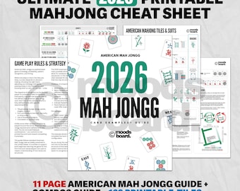 2026 Mahjong Cheat Sheet Printable, 2026 Mahjong Help, Independently Created  Reference Guide - Official Card not included