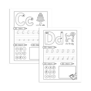 26 Printable Alphabet Worksheets | Alphabet Writing Letter Tracing for Preschool | Literacy Download | Coloring + Drawing | Alphabet Print, alphabet printable, tracing worksheets, Alphabet Worksheets, daycare learning, letter worksheets, tracing name, Letter Tracing, alphabet writing, Gifts for Kids, preschool worksheet, Alphabet Worksheet, literacy download, alphabet tracing