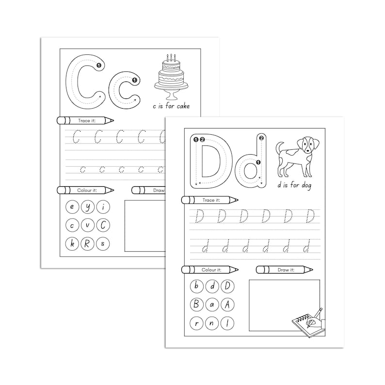 26 Printable Alphabet Worksheets | Alphabet Writing Letter Tracing for Preschool | Literacy Download | Coloring + Drawing | Alphabet Print, alphabet printable, tracing worksheets, Alphabet Worksheets, daycare learning, letter worksheets, tracing name, Letter Tracing, alphabet writing, Gifts for Kids, preschool worksheet, Alphabet Worksheet, literacy download, alphabet tracing
