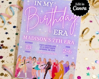 Trendy Birthday Era Invitation, Girl Birthday Party (Digital Download)